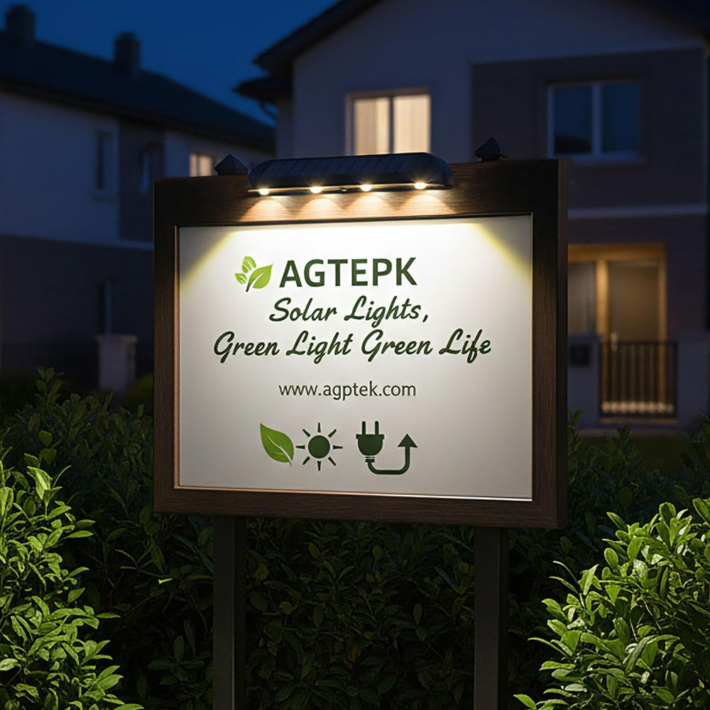 AGPTEK Solar Address Sign Light with 3 Color Temps (3000K/6000K) 2 Pack