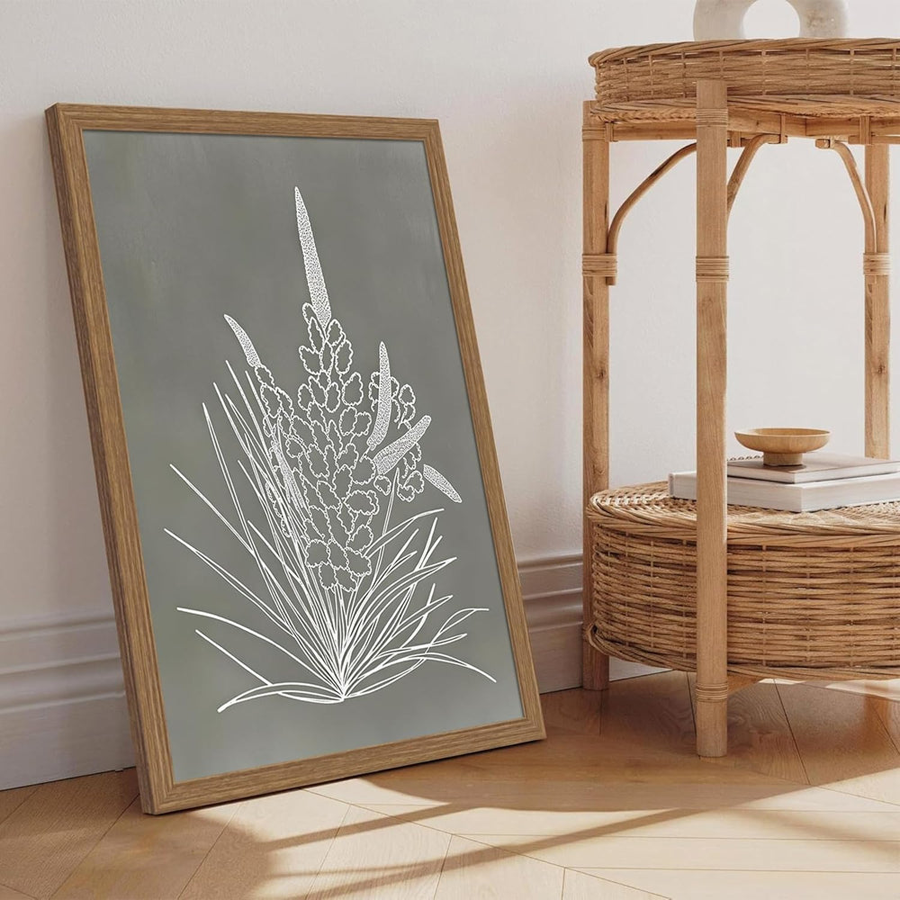 2pcs Framed Boho Botanical Wall Art Vintage Neutral Floral Canvas 12x16in
