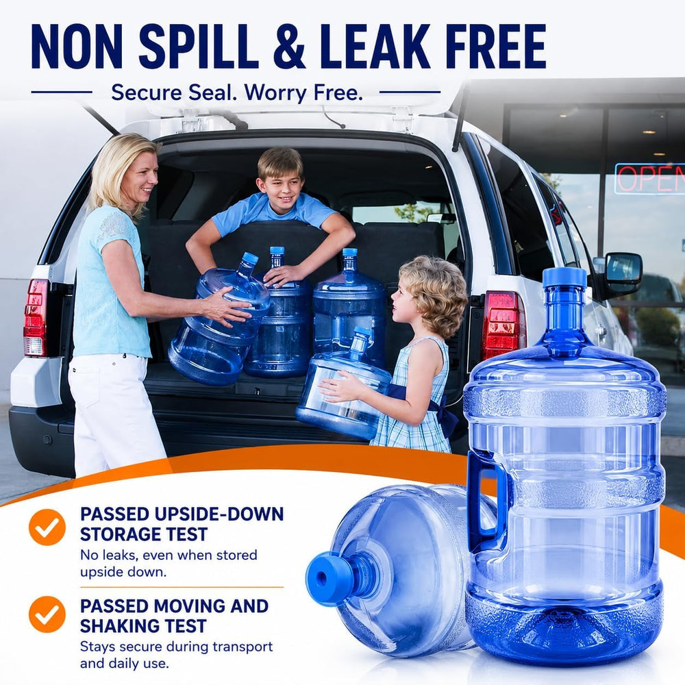 EcoForm 5 Gallon Water Jug with 2 Reusable Silicone Caps - BPA-Free Refillabl...