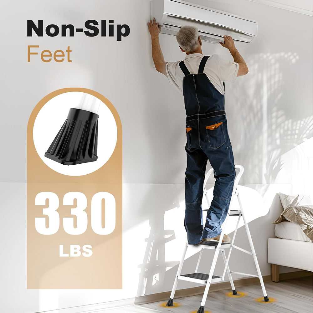 HBTower 3 Step Ladder, 3 Step Stool for Adults Folding Step Stool