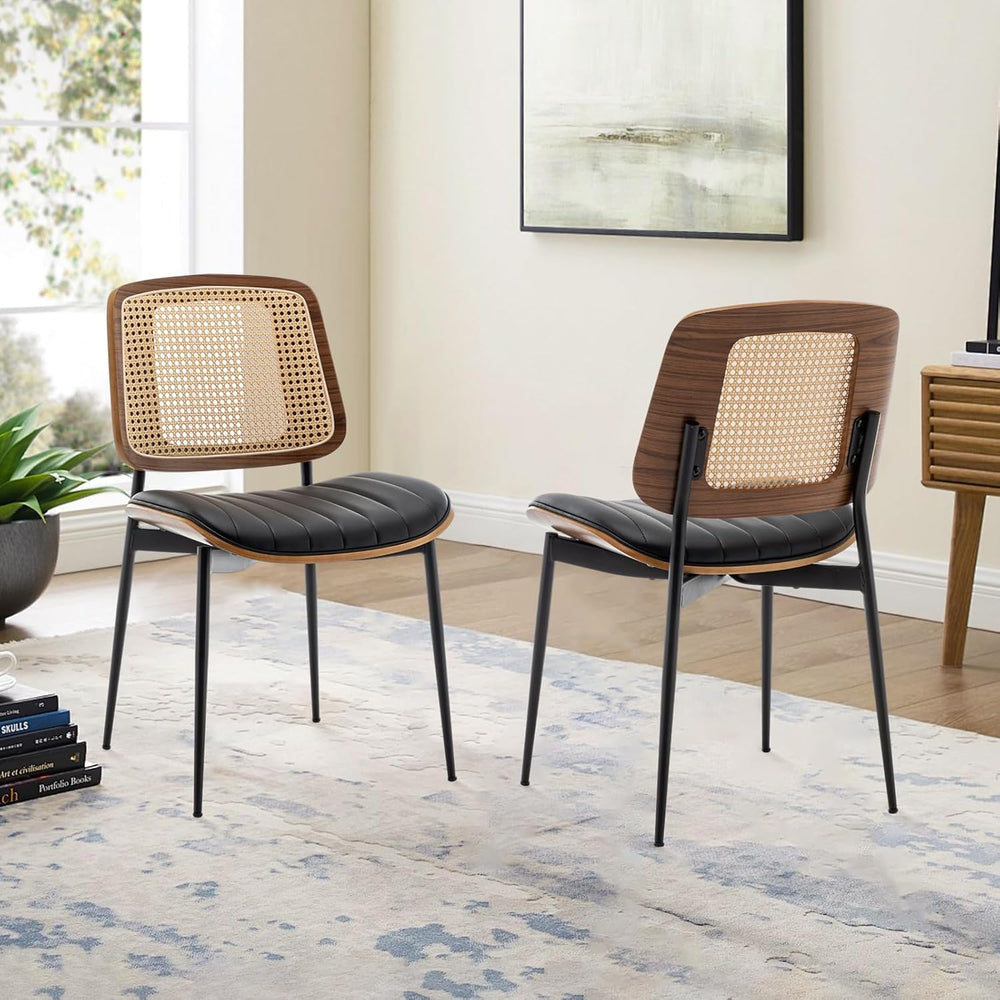 LUNLING Dining Chairs Set of 2 Mid Century Modern Retro Faux Leather Kitchen ...