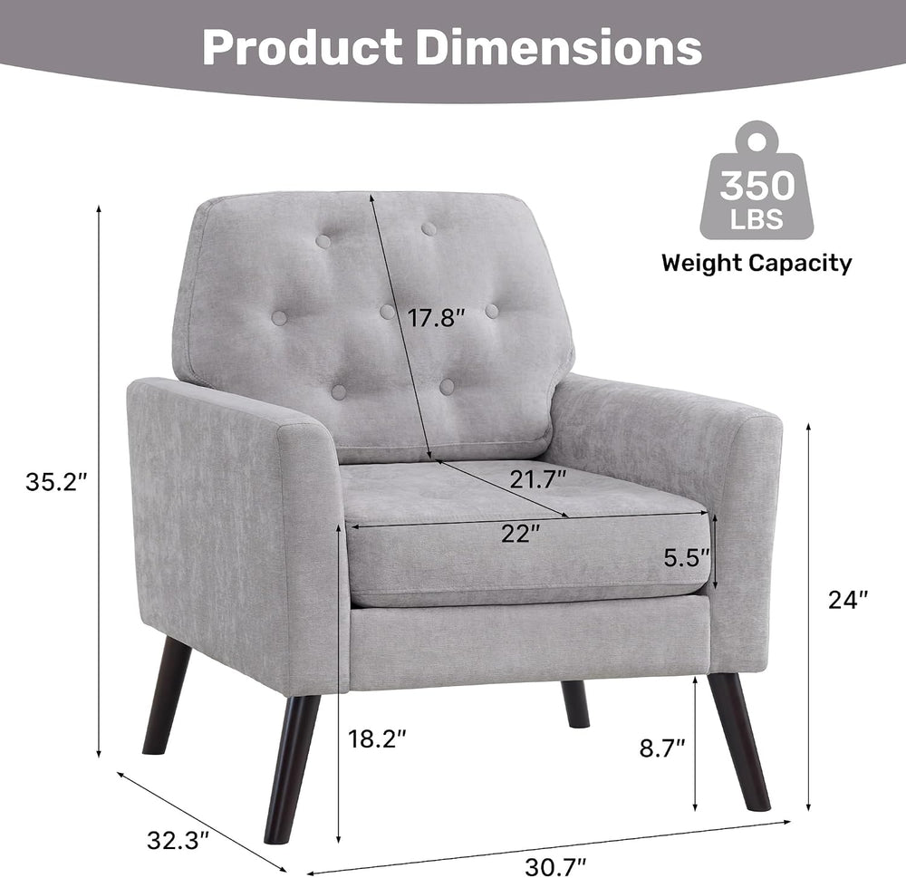 Accent Chair for Living Room, Mid Century Modern Reading Chair, Upholstered A...