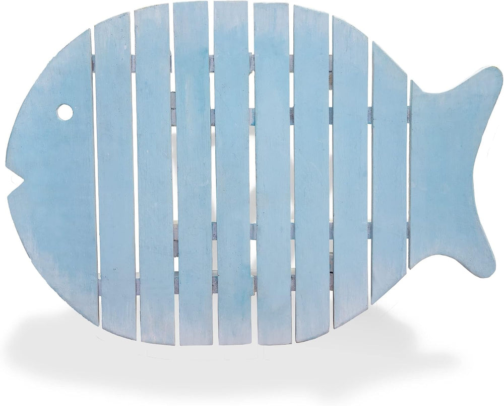 Beachy Folding Table - Fish Light Blue 19 x 20 x 14