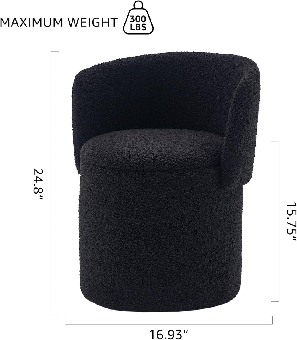 Storage Ottoman Modern Vanity Stool with Foldable Backrest