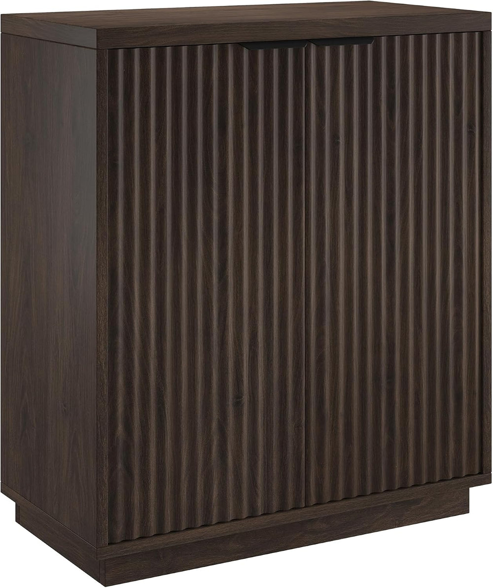 Henn&Hart 28" Fluted Accent Cabinet, Sideboard Buffet, Rich Brown