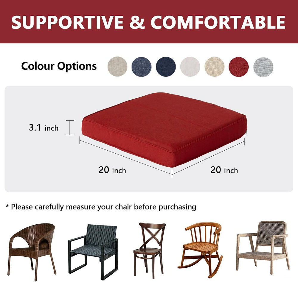 Goodgoods 20x20 Outdoor Chair Cushions Set of 2, 35D Foam, Chili