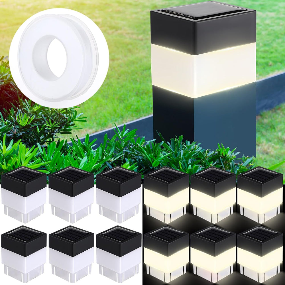 Hicarer 12 Pack Solar Fence Post Cap Light 2 x 2 Solar Light,Warm Yellow