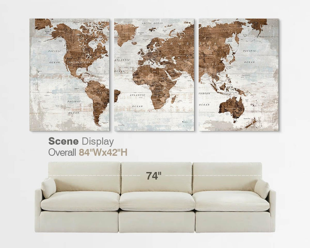 Office Wall Art Canvas World Map Motivational Living Room Pictures