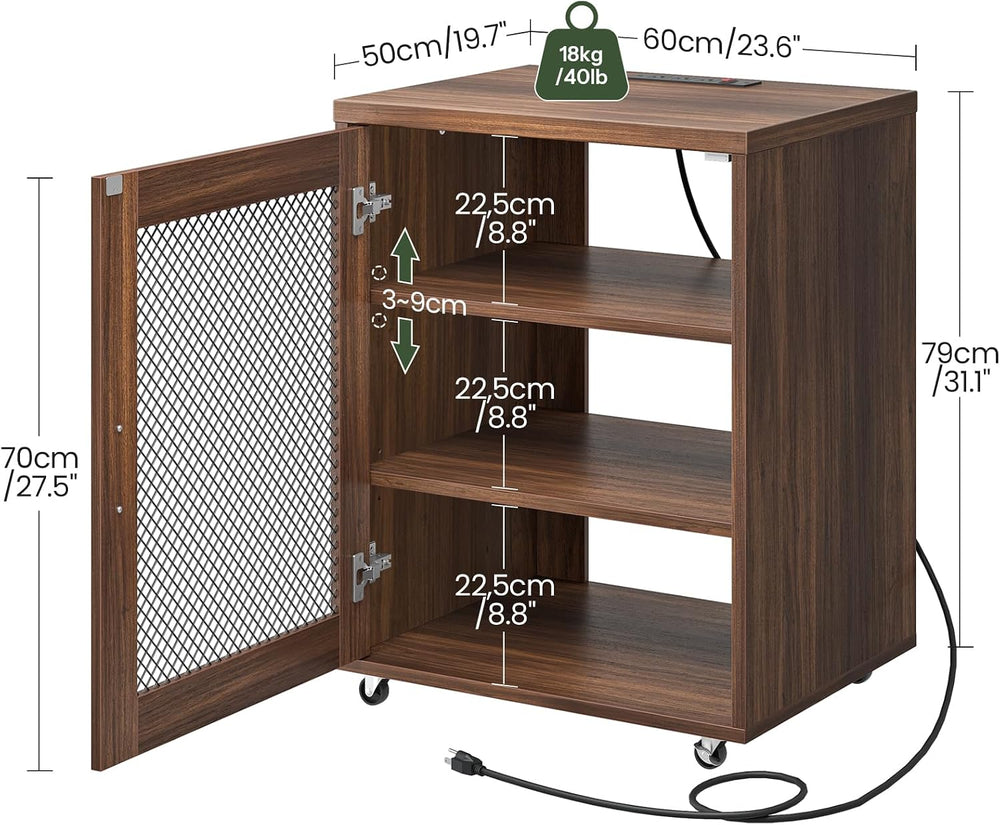 CHOEZON Media Cabinet with Charging Station, Stereo Cabinet with Wheels, Audi...