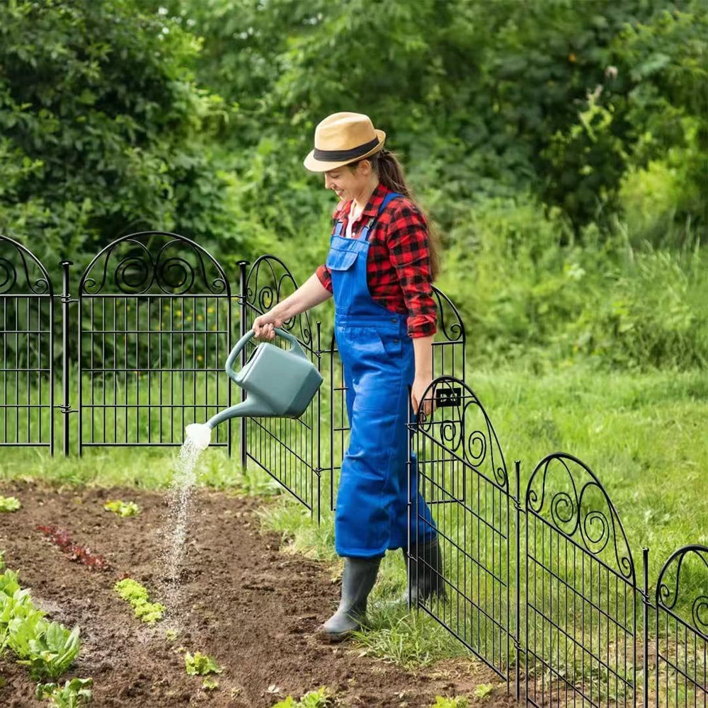 Getlay Tall Garden Animal Barrier Fence with Gate, 36 in(H)×17.5 Ft(L) 8 Pane...