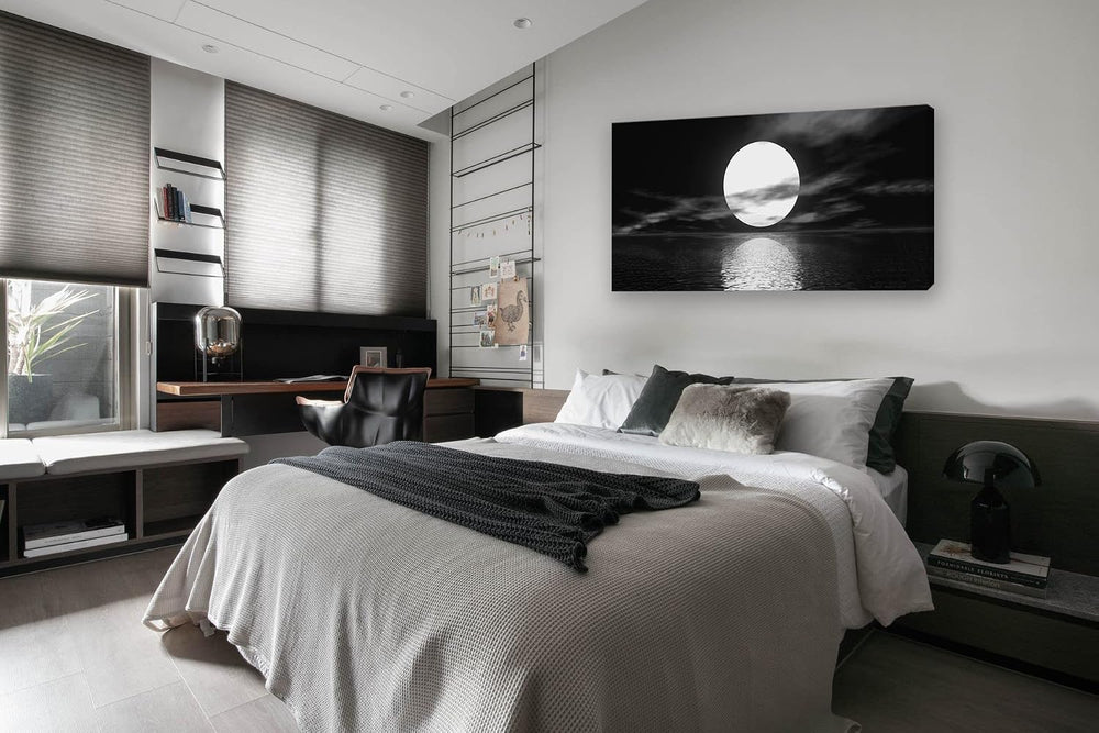 Cao Gen Decor Art S06450 Wall Art Canvas Sea White Full Moon in Night Picture...