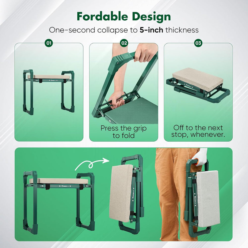 Sakerplus Garden Kneeler and Seat,Heavy Duty Foldable Garden Stool and Garden...