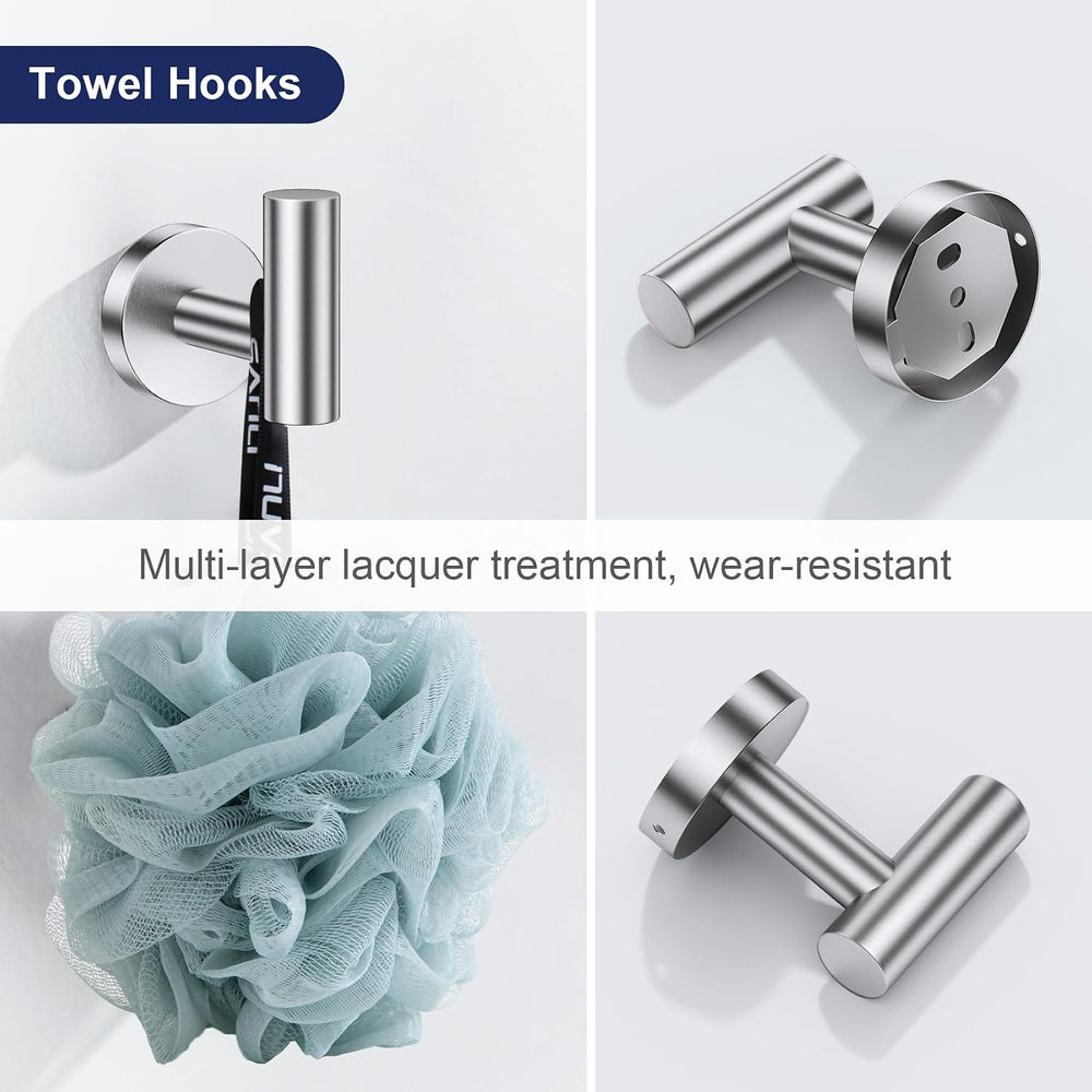 Lairuier 5-Piece Bathroom Hardware Set, Brushed Nickel Towel Bar Wall Mount