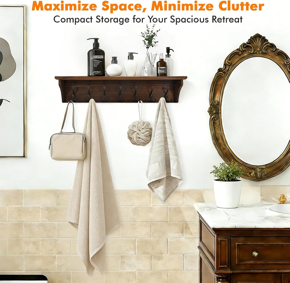 Felibeaco 33" Coat Rack with Shelf Wall Mount, 7 Triple-Hooks,Pre-Assembled