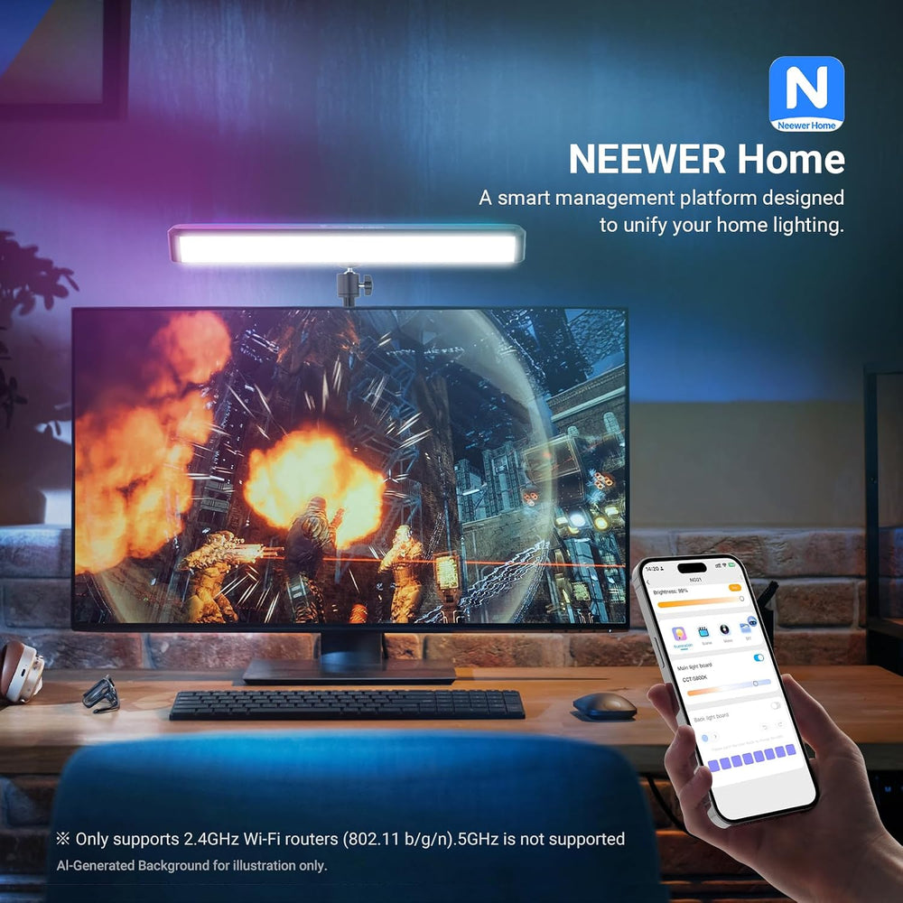 NEEWER NG01 Dual Sided RGB LED Streaming Key Light, Smart Lamp for Desk