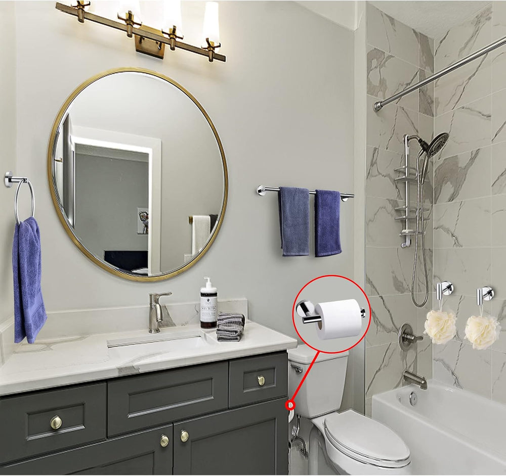 5 Pieces Polished Chrome Bathroom Hardware Accessories Set,Hand Towel Ring,16...