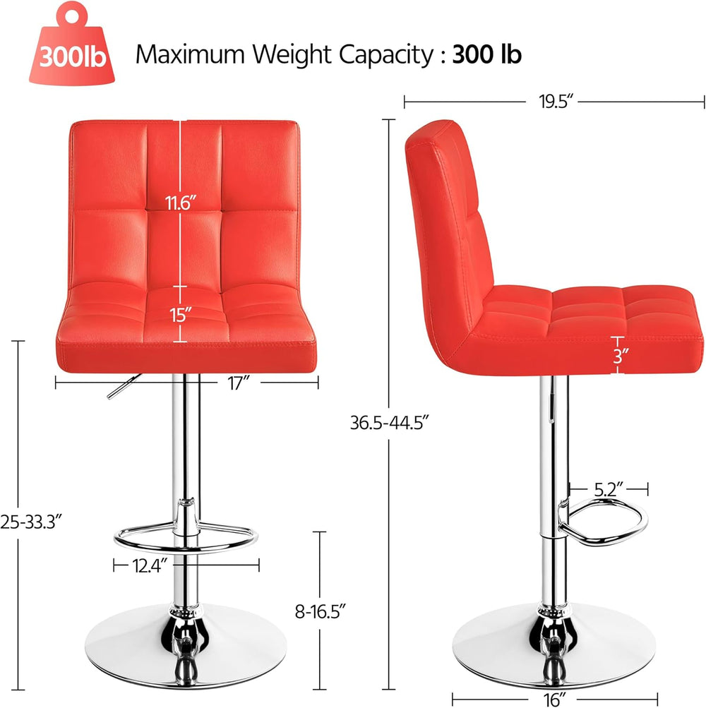 Topeakmart Bar Stools Set of 4 Height Adjustable Bar Chairs Red
