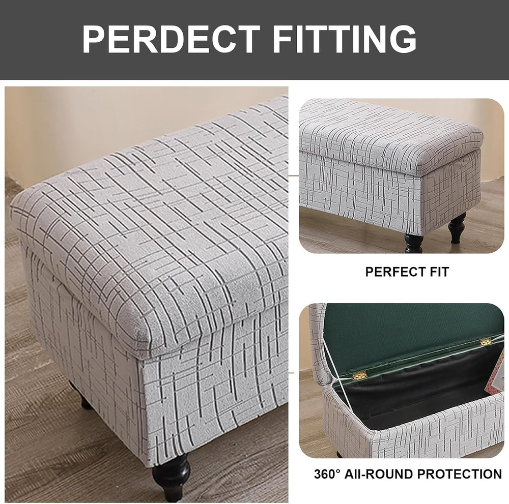 Storage Ottoman Cover Rectangle Ottoman Slipcover Fold Storage Bench Cover