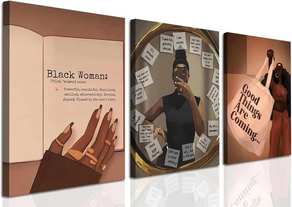 Black Girl Spiritual Wall Art, African American Woman Motivational Wall Decor...