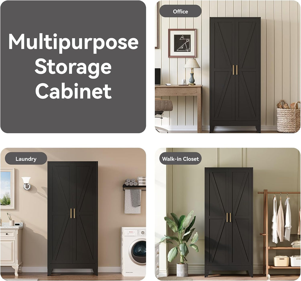 COFaR Metal Armoire Wardrobe Closet with Doors and Shelves & Hanging Rod,...