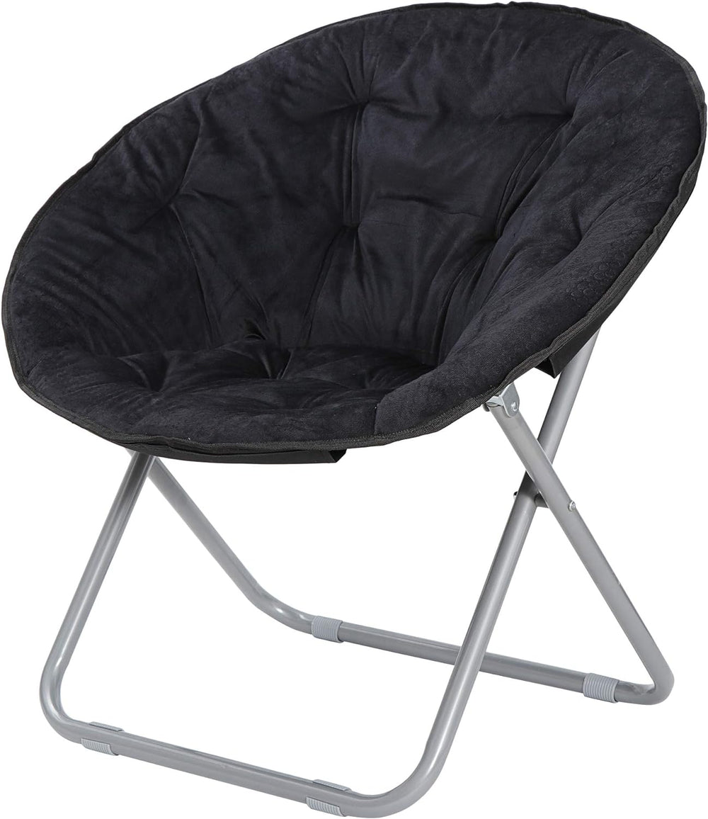 Faux-Fur Folding Chair, Moon Chair Soft Lounge Chair for Lounging, Bedroom, D...