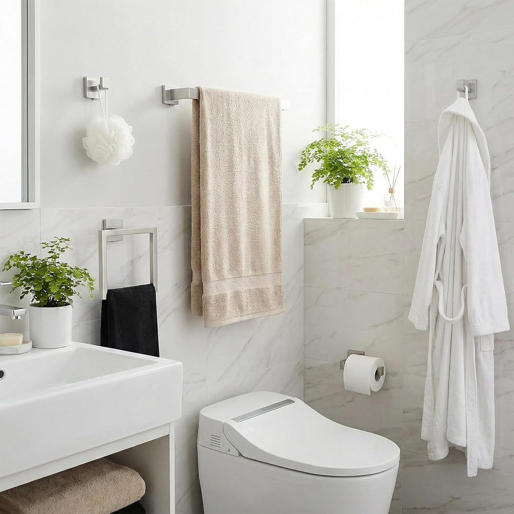 5 Piece Bathroom Towel Bar Set - SUS304 Stainless Steel Brushed Nickel Bath T...