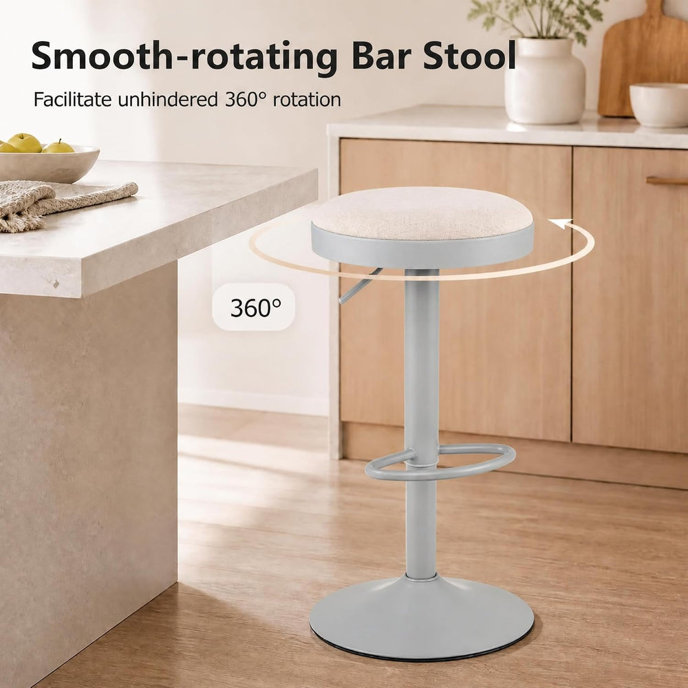 GIANTEX Swivel Bar Stools Set of 2, Adjustable Height Bar Chairs Light Gray