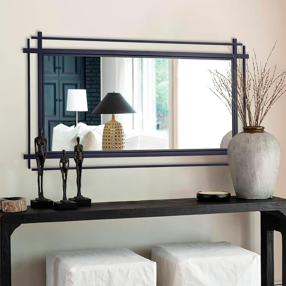 Large Living Room Mirror, 47'' x 24'' Black Wall Mirror for H...