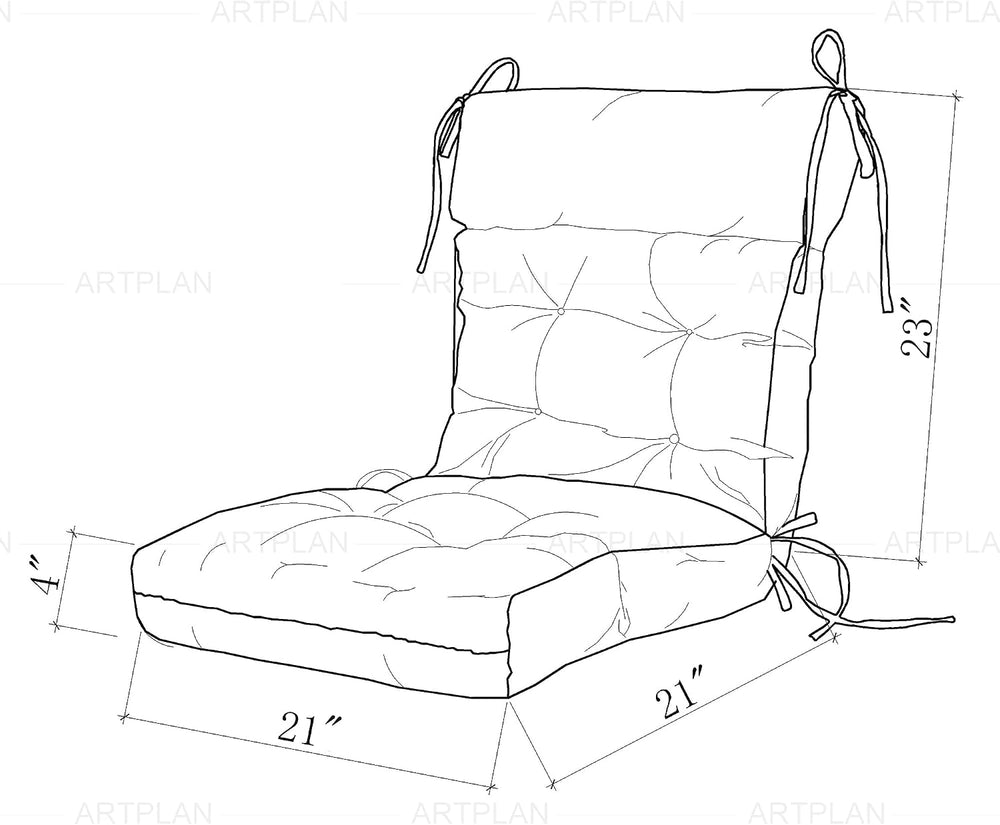 ARTPLAN 44x21 Outdoor High Back Adirondack Patio Cushion 4 Pack,Floral