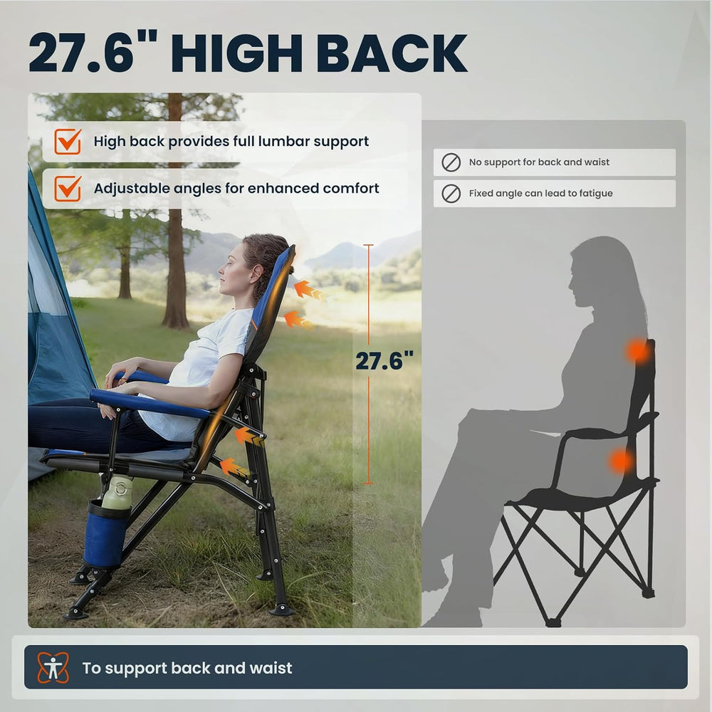 Overmont Camping Chair with Lumbar Support, 450LBS Oversized with High Back