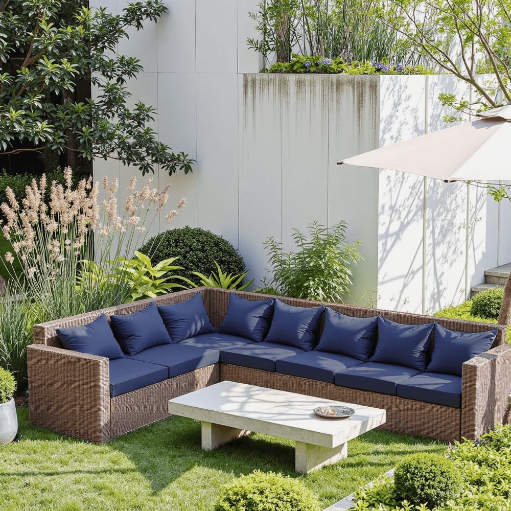 PatioGlow Outdoor Seat Cushion Set 22 x 22 x 4 Inch, Waterproof & Fade Re...