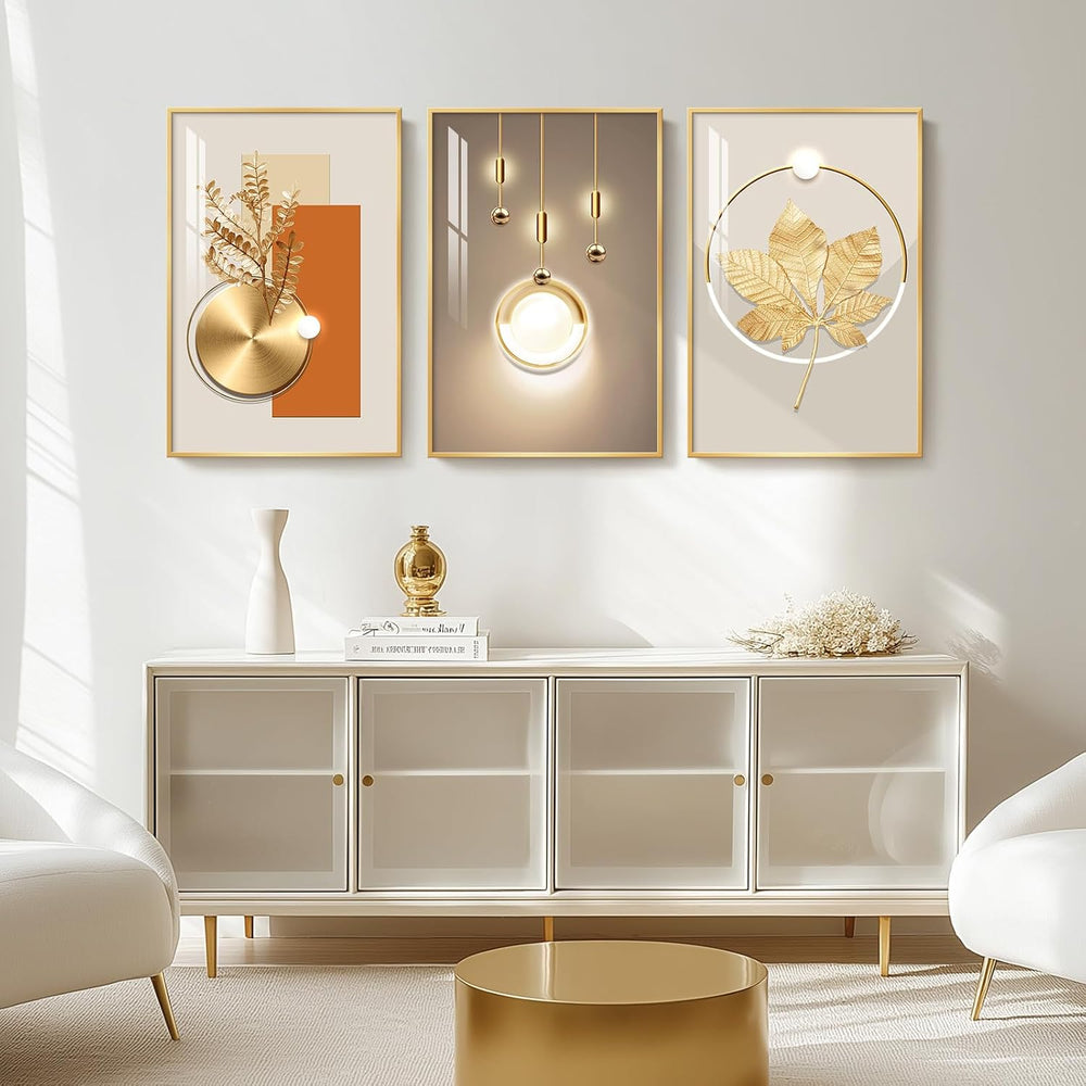 Large Framed Modern Luxury Wall Art for Living Room, 3 Piece 24x36 In
