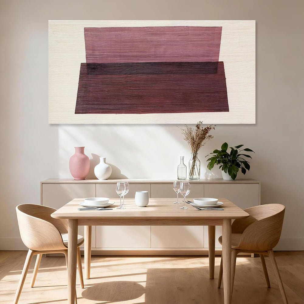 YETHEN WAL Burgundy Abstract Wall Decor Large Hand-Painted Textured Canvas Ar...