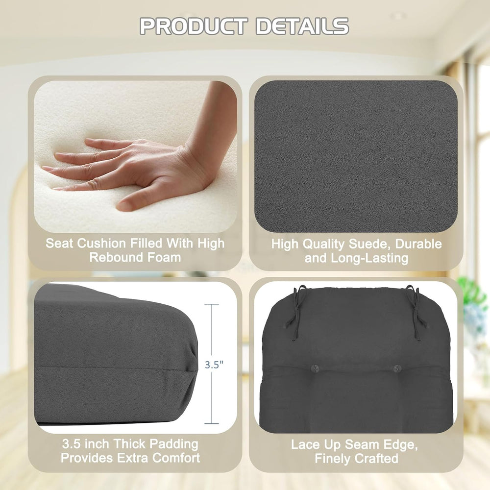 BECHAEO 5PCS Thickened Glider Rocker Replacement Cushions – Suede, Darkgray