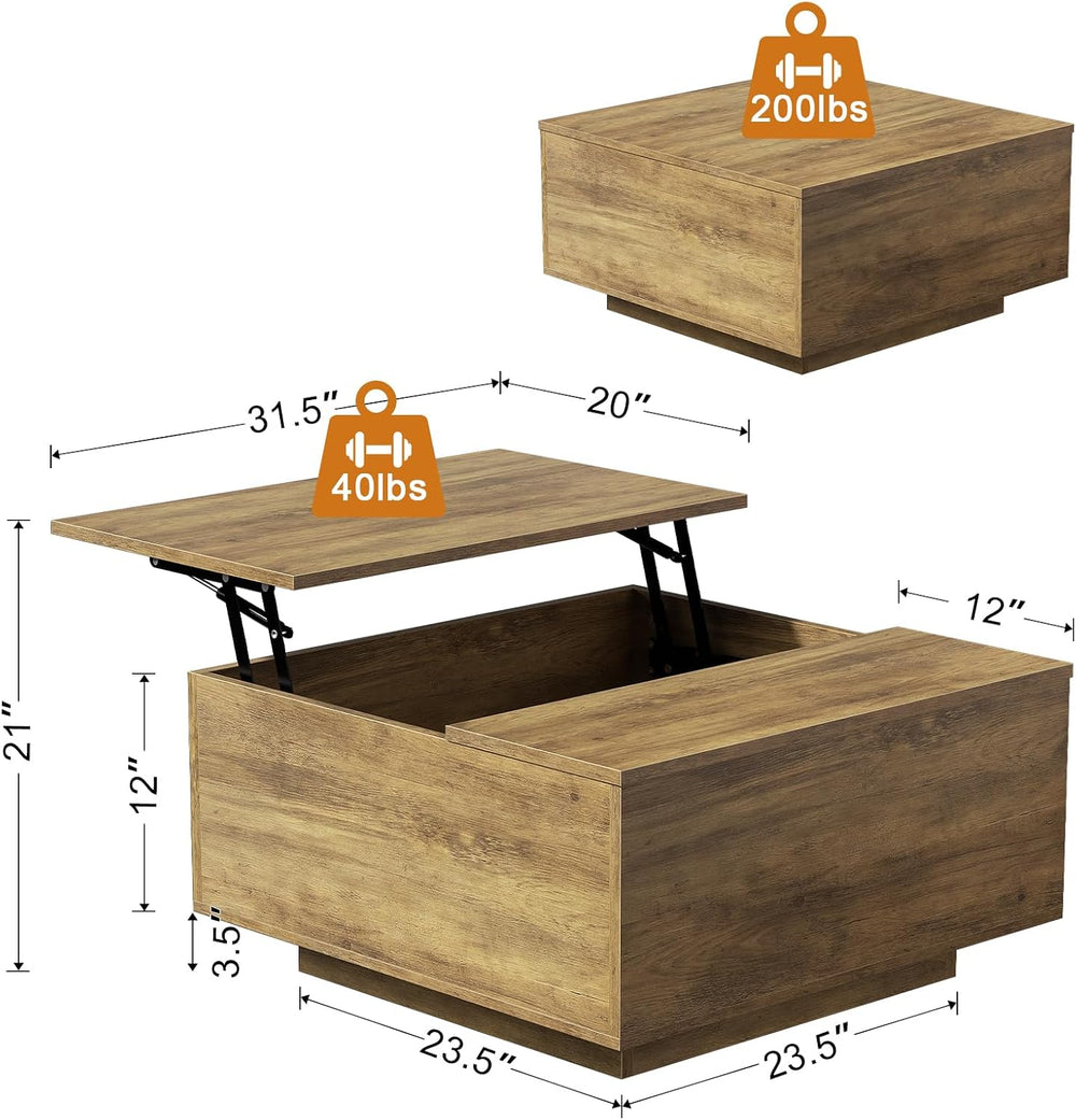 FABATO 31.5'' Lift Top Coffee Table Wood Center Table with Storage, Oak
