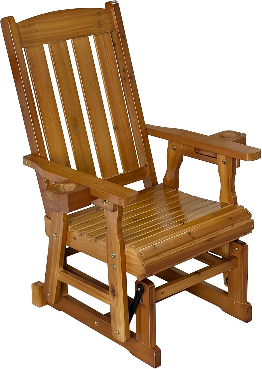 Fortune Candy Wooden Glider Chair, Cedar Tone, 1-Seater