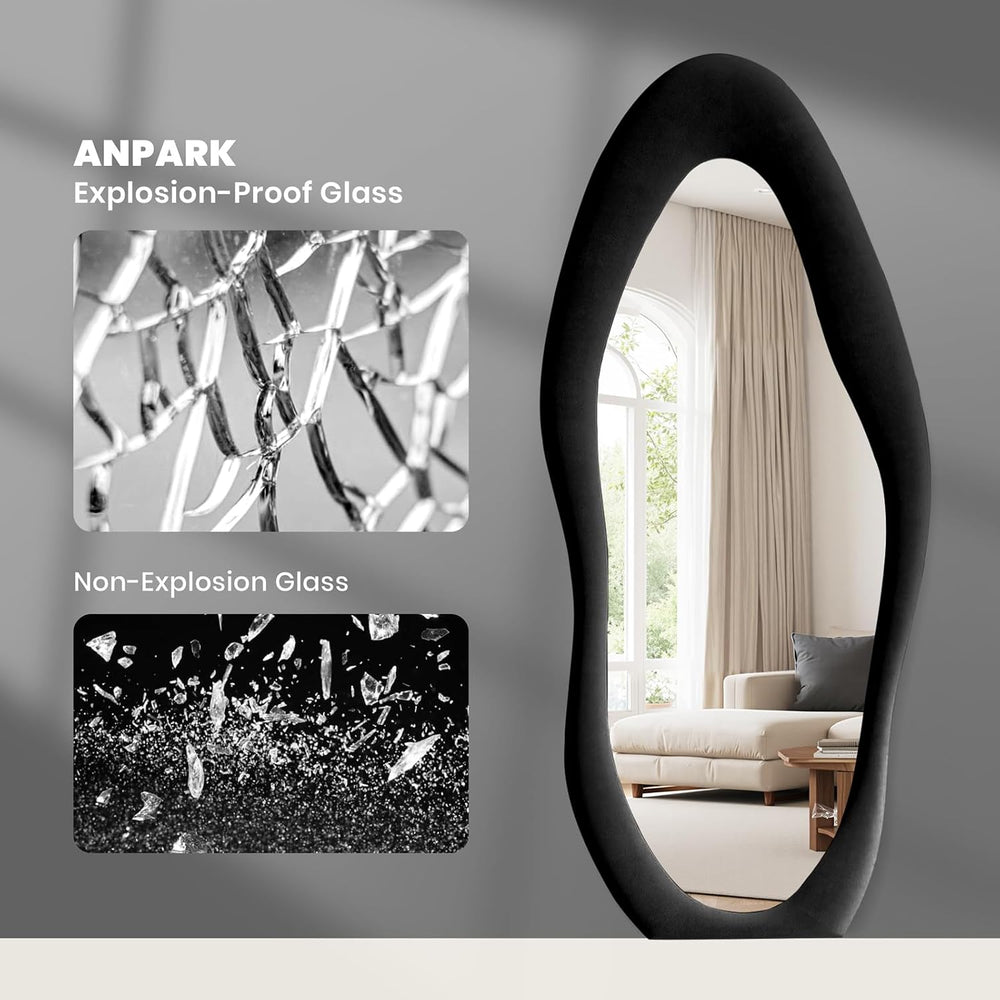 Anpark Full Length Mirror, 71"x 30" Wall Mirror, Flannel Wrapped Wo...