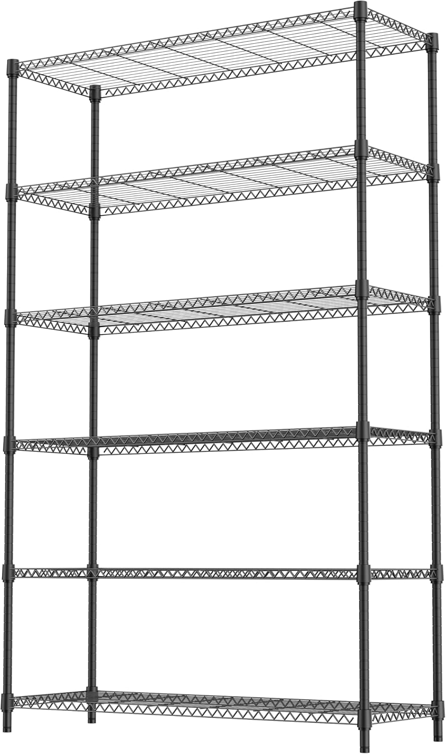 M MZG 6 Tiers Storage Shelves Load 2100LBS, Metal Shelving Wire Metal Shelvin...