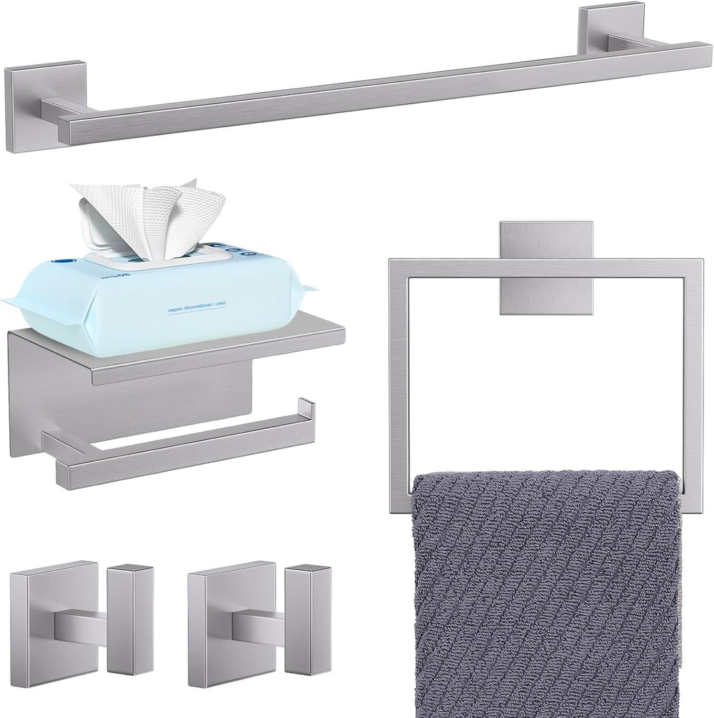 YACVCL 5-Pieces Brushed Nickel Bathroom Hardware Accessories Set Towel Bar Se...