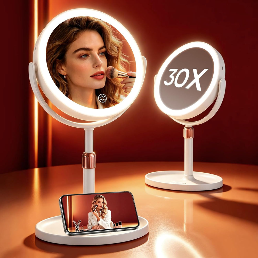 8" Lighted Makeup Mirror with 30X/1X Magnifying Vanity Mirror