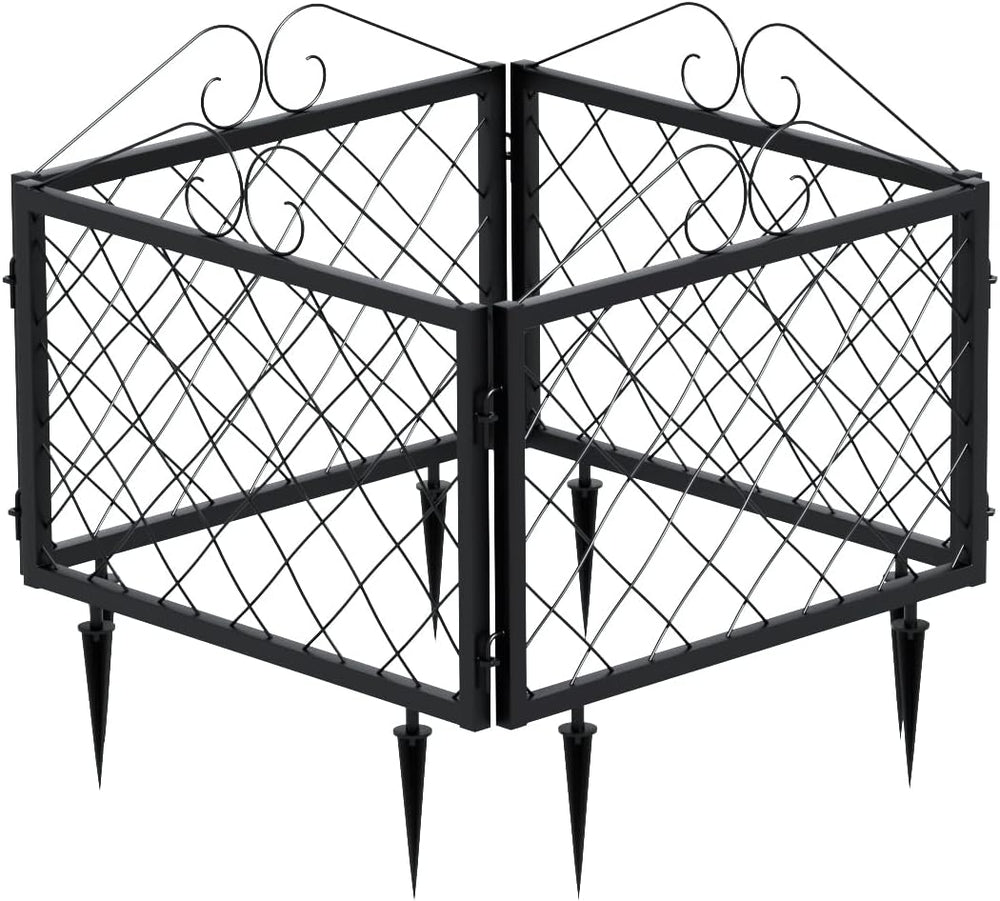Zhongma Decorative Metal Garden Fence, Pack of 4pcs, Total 26" H x 97.5&...