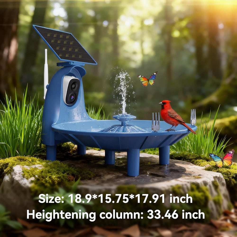 LongPlus Solar Bird Bath with 2K Camera, Solar Smart Bird Fountain Outdoor