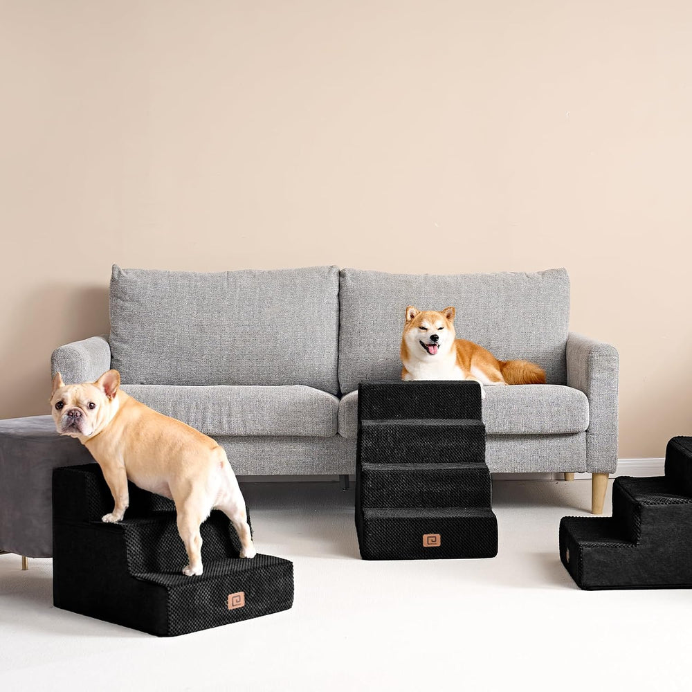 EHEYCIGA Dog Stairs for Bed 18" H, Dog 4-Steps for High Bed, Black