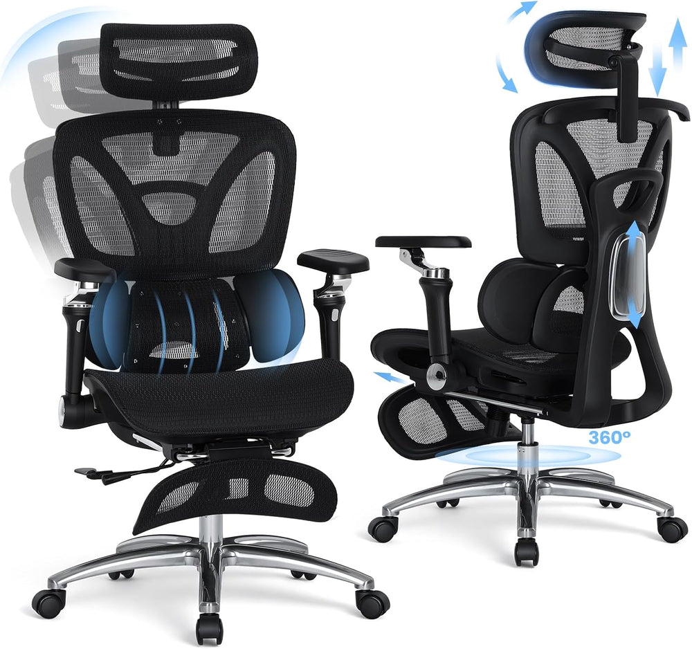 MALOL Ergonomic Office Chair, 400lbs High Back Mesh Desk Chair with 6D Armres...