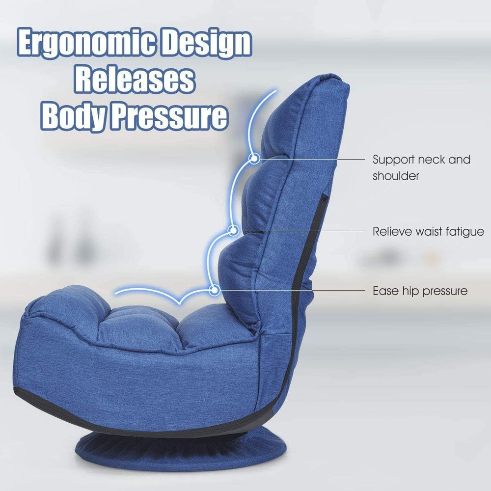 FANTASK 360 Degree Swivel Floor Chair, Folding Floor Sofa w/ 5 Adjustable Pos...