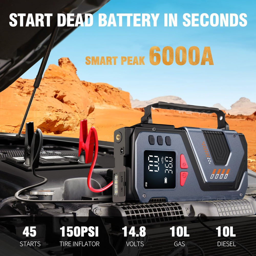 Jump Starter with Air Compressor Car Emergency Kits for Vehicles Roadside