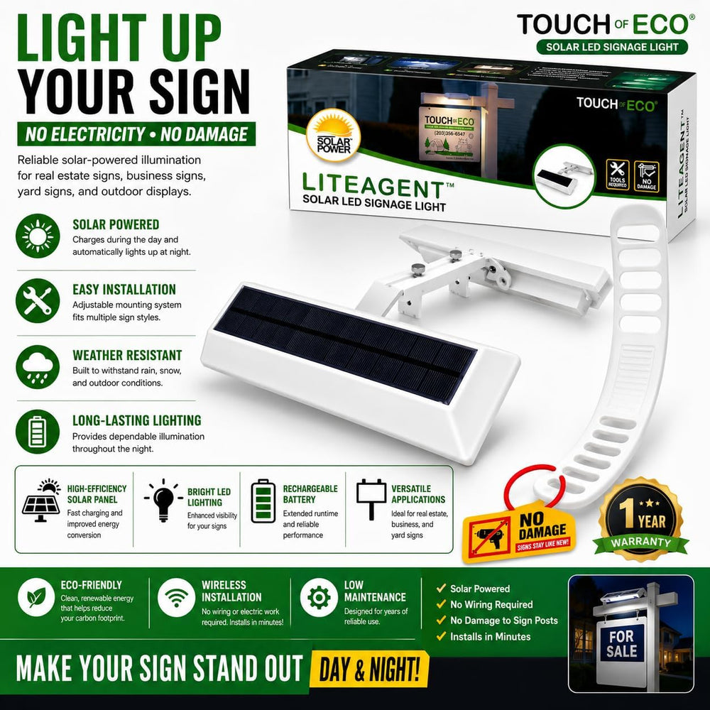 LITEAGENT PRO Upgrade Solar LED Sign Light for Real Estate Yard Signs, Tool-F...