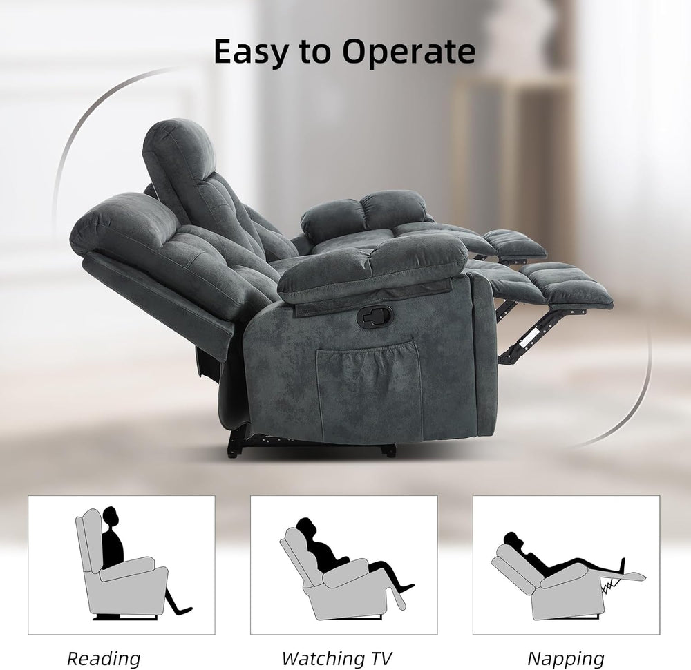 EBELLO 2 Pieces Recliner Sofa Couch Furniture Set, Overstuffed Reclining Love...