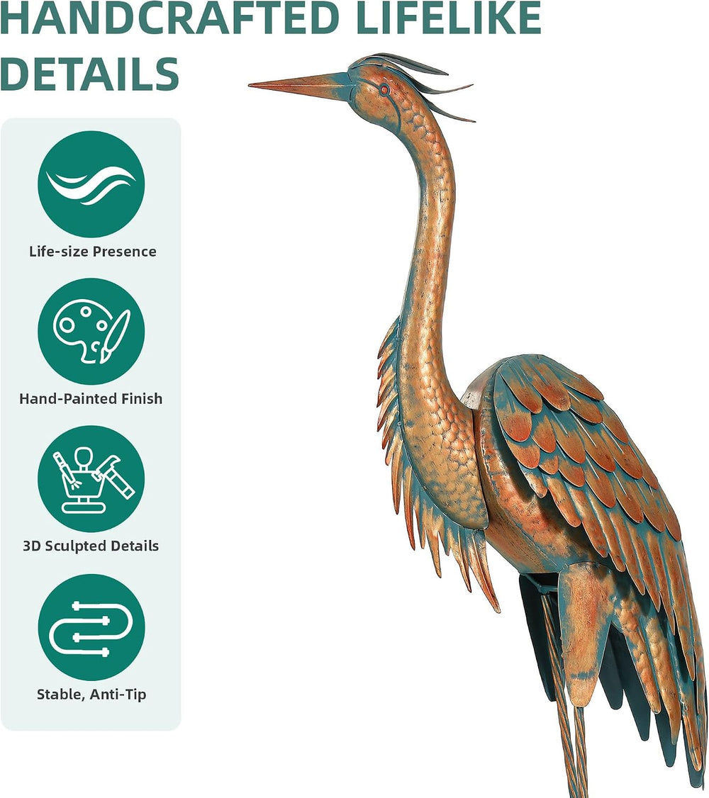 45.3" Heron Statues Outdoor,Extra-Large Metal Yard Art Set of 2