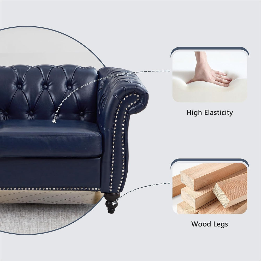 ORRD 2 Piece Chesterfield Faux Leather Sofa Couch Chair